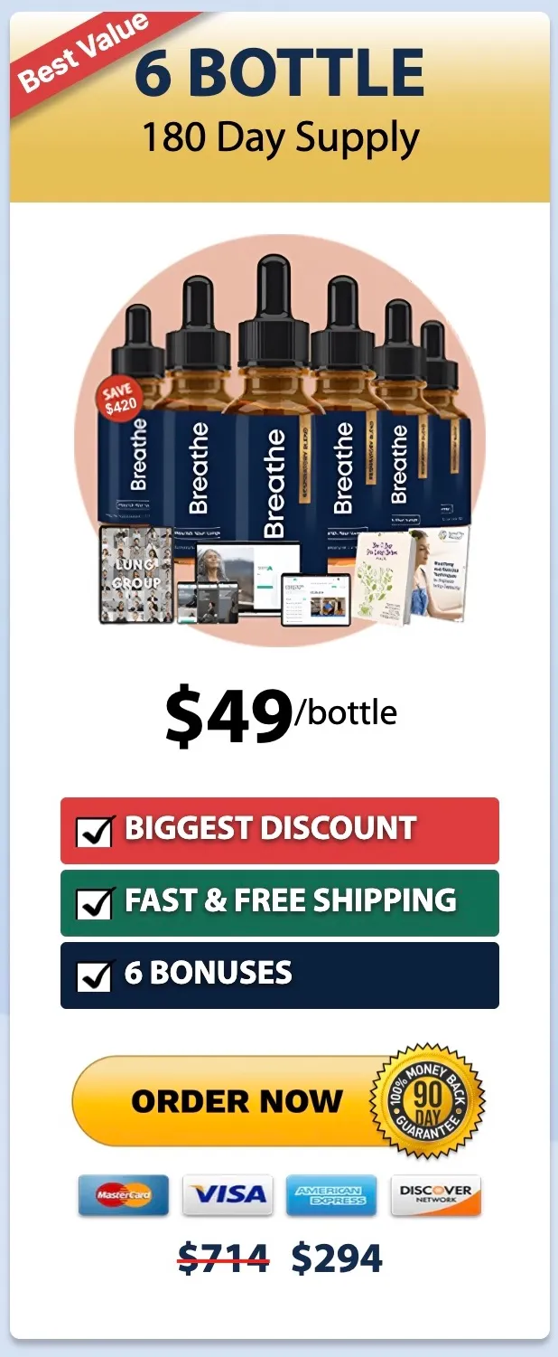 Breathe 6 Bottles 180 Day Supply – Best Value Respiratory Support Bundle